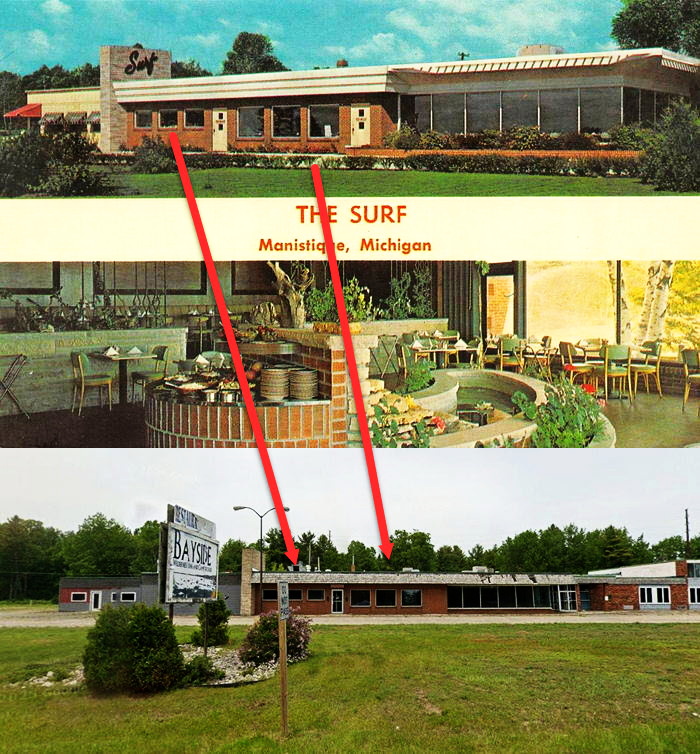 Bayside Hotel (Bayside Inn, The Surf) - Street View Vs Postcard (newer photo)